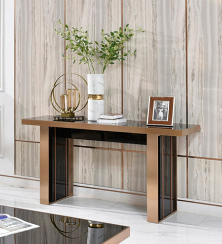 Nova Domus Cartier Modern Black Rosegold Console Table