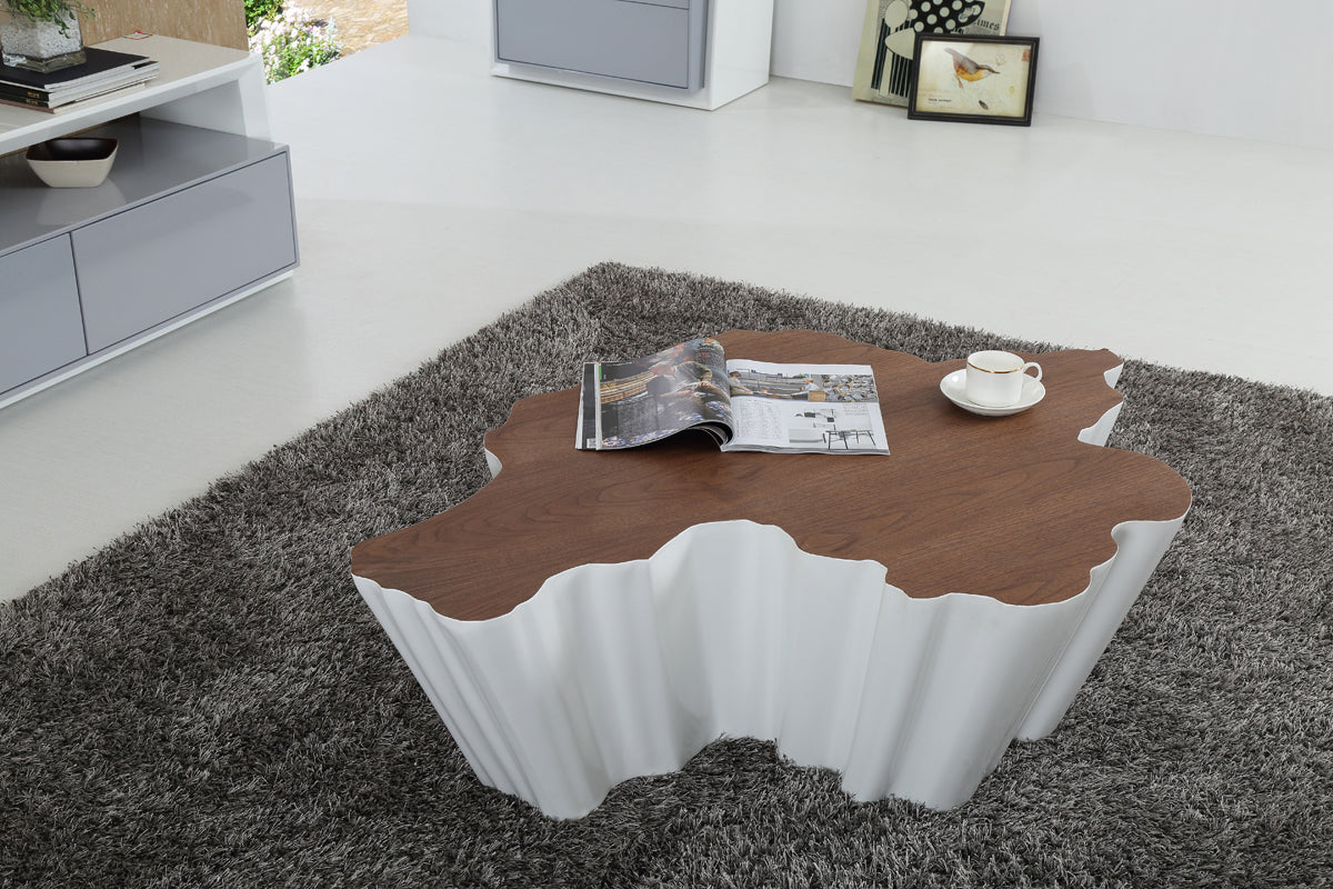 Modrest Cottonwood Modern Walnut & White Coffee Table Model VGVCCT831