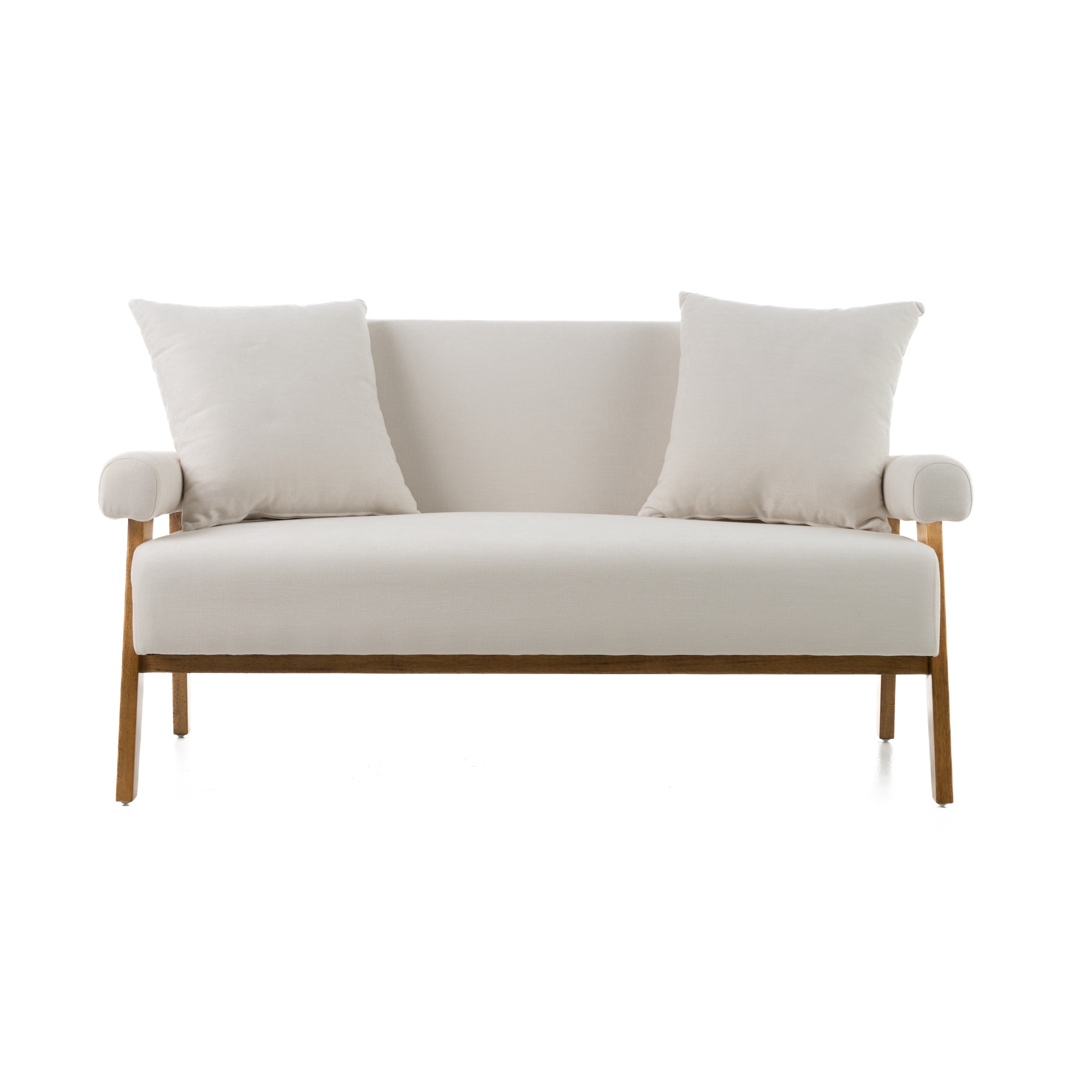 Modrest Cynthia Modern White Fabric & Wood Loveseat Model VGRH-RHS-S204-2