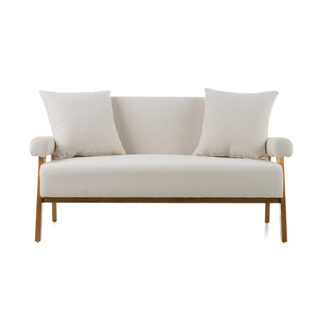 Modrest Cynthia Modern White Fabric & Wood Loveseat Model VGRH-RHS-S204-2