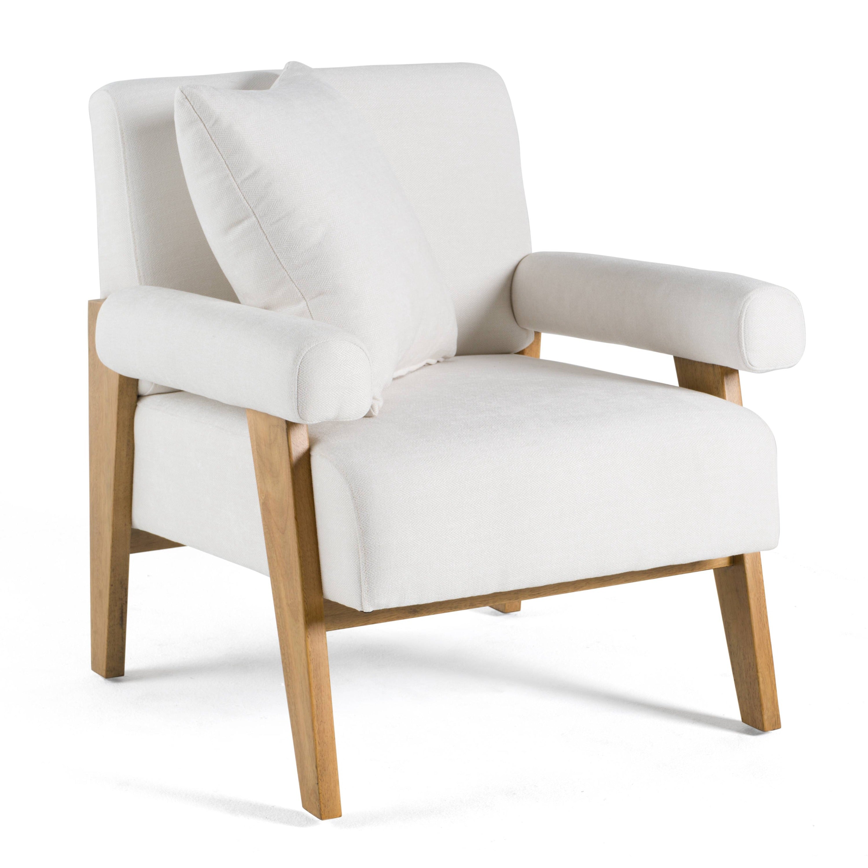 Modrest Cynthia Modern White Fabric & Wood Accent Chair Model VGRH-RHS-S204-1