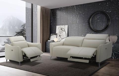 Divani Casa Prairie Modern Light Grey Leather Dual Electric Sofa Recliner With Electric Headrest Model VGKMKM.381H-DK-GRY-S