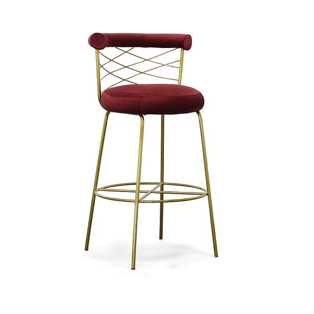 Modrest Dakin Modern Glam Red & Gold Barstool Model VGEUMC-9700CH-BS