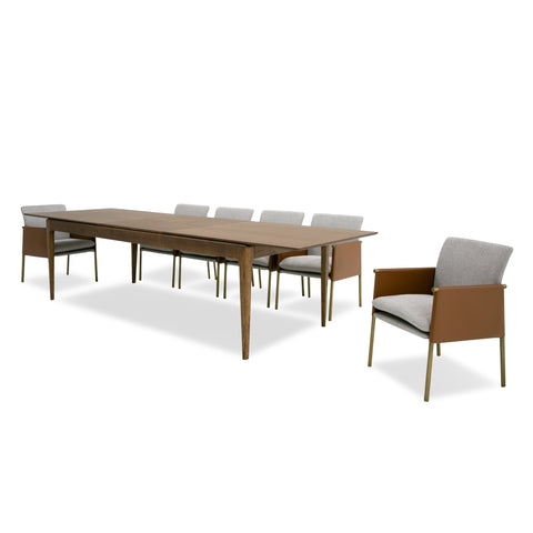 Modrest Dallas Mid Century Modern Brown Oak Extendable Dining Table Model VGME-121256-DT