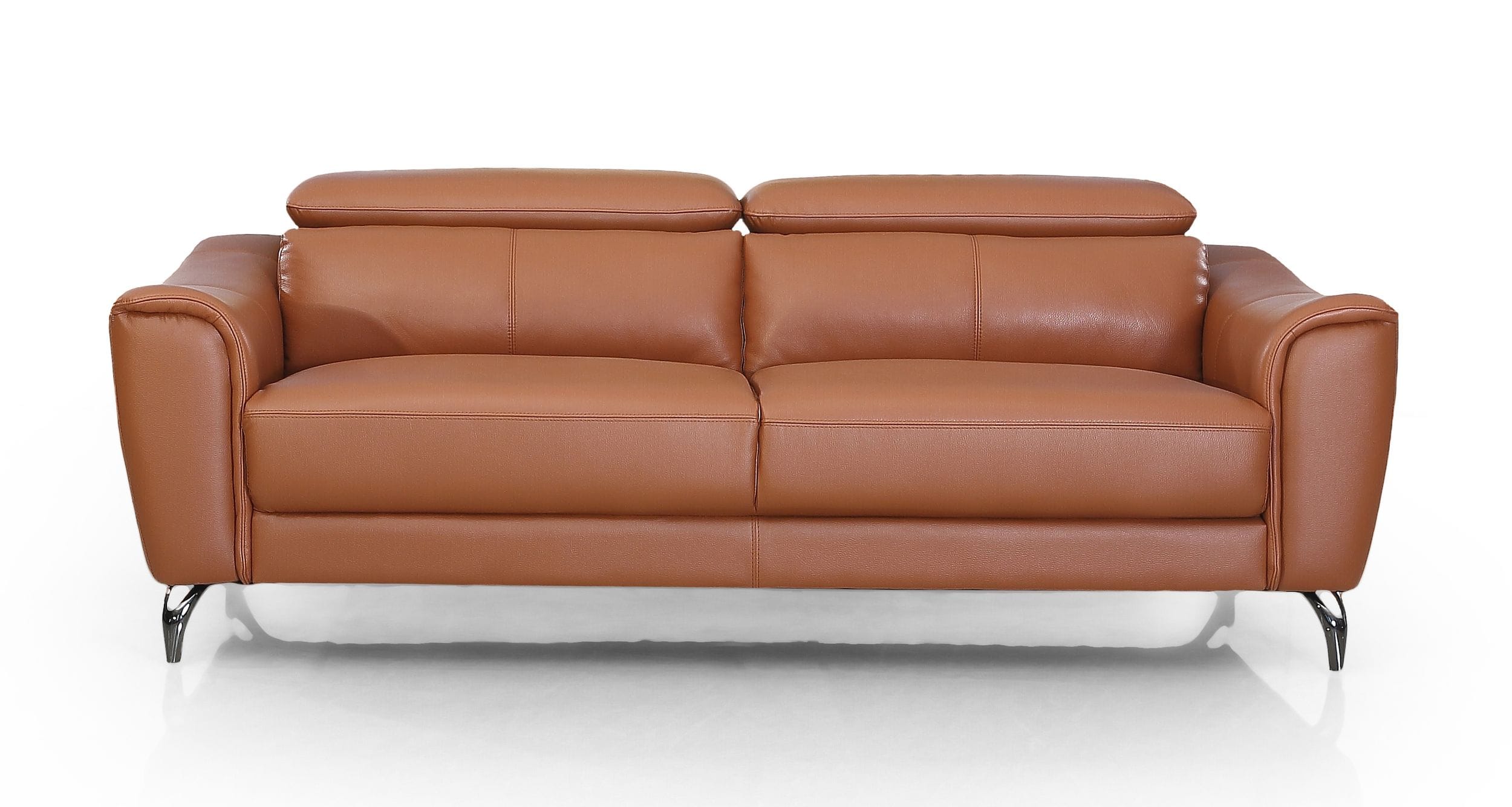 Divani Casa Danis Modern Cognac Leather Brown Sofa Model VGBNS-1803-BRN-S