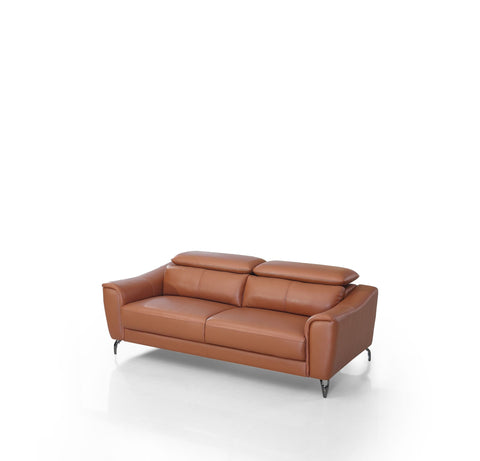 Divani Casa Danis Modern Cognac Leather Brown Sofa Model VGBNS-1803-BRN-S