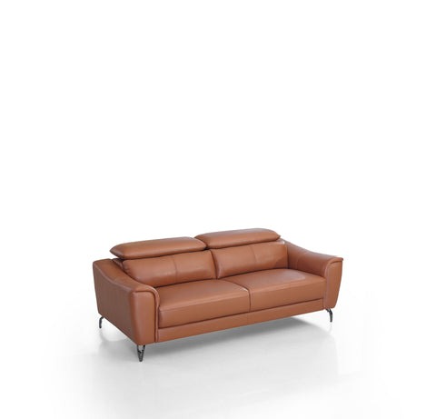 Divani Casa Danis Modern Cognac Leather Brown Sofa Model VGBNS-1803-BRN-S