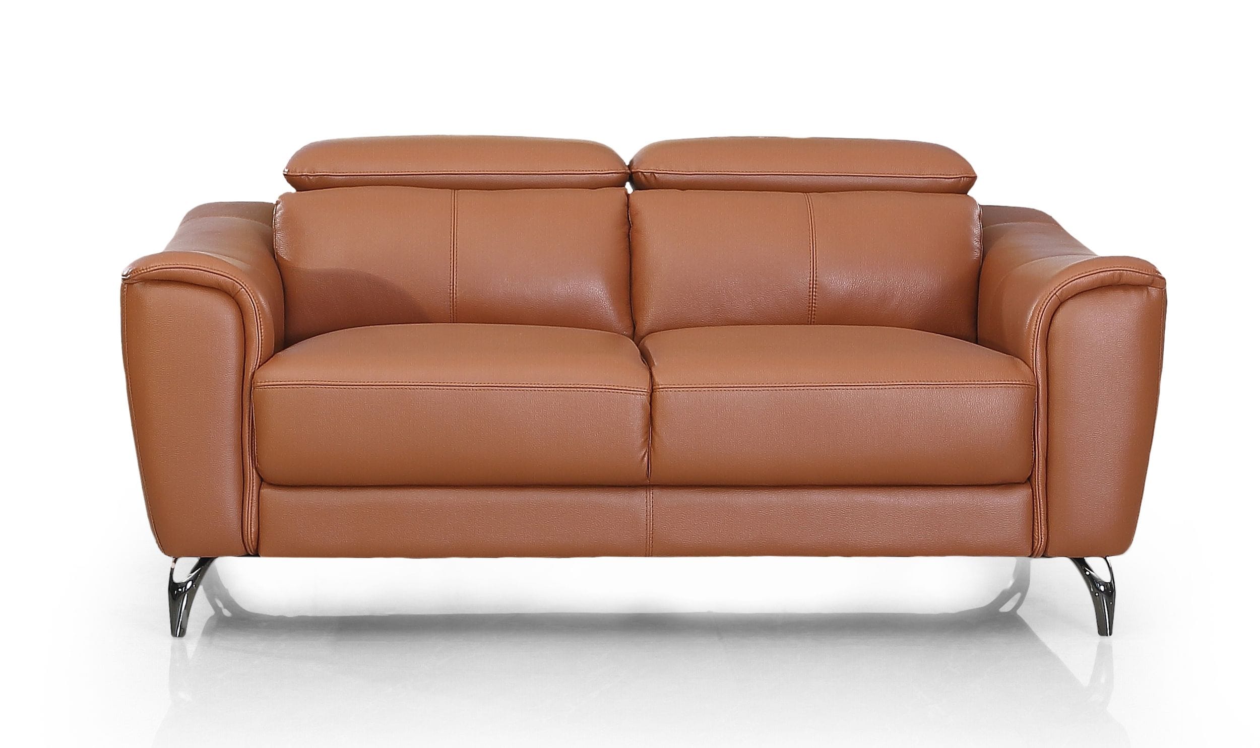 Divani Casa Danis Modern Cognac Leather Brown Loveseat Model VGBNS-1803-BRN-L