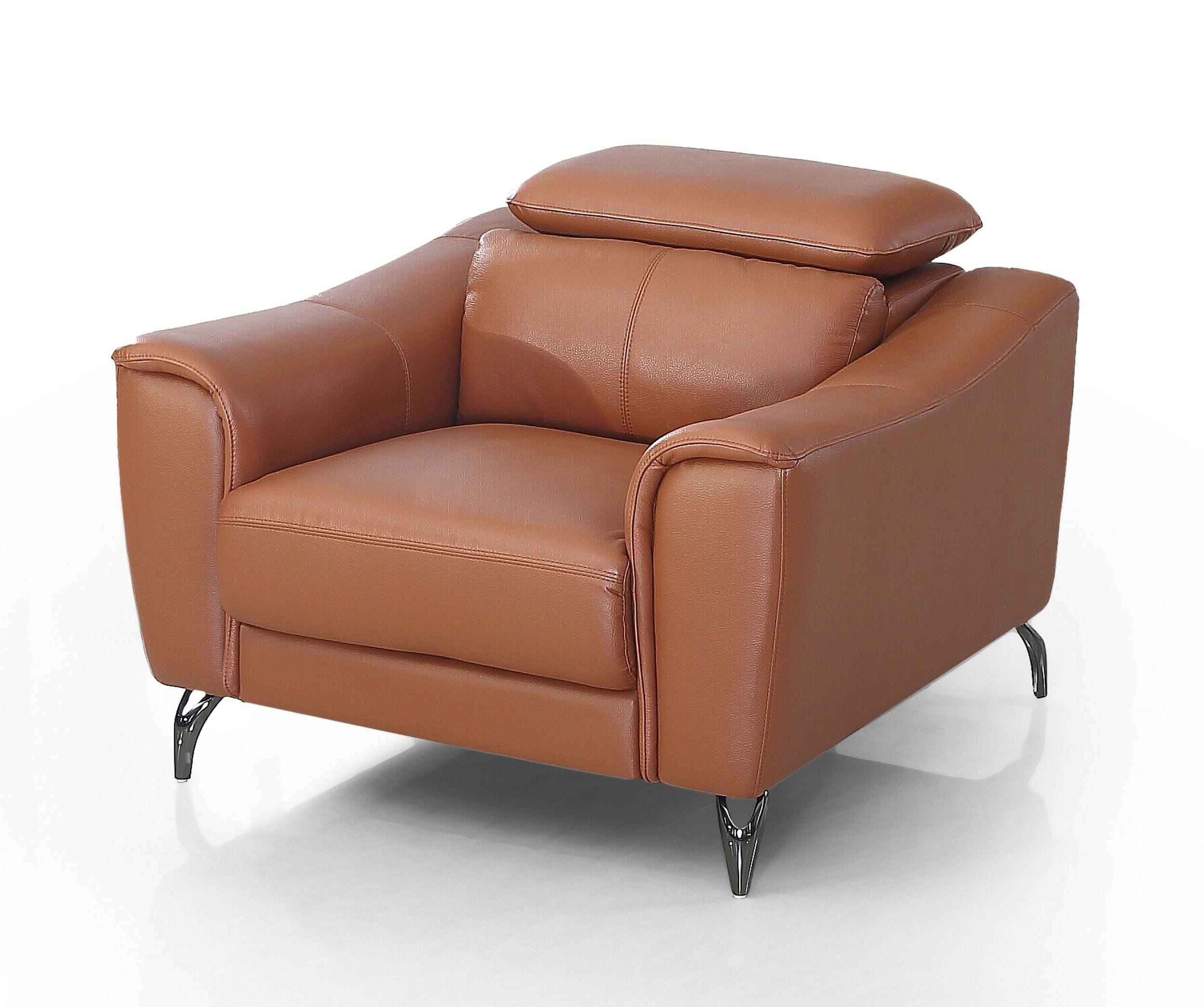 Divani Casa Danis Modern Cognac Leather Brown Chair Model VGBNS-1803-BRN-CH
