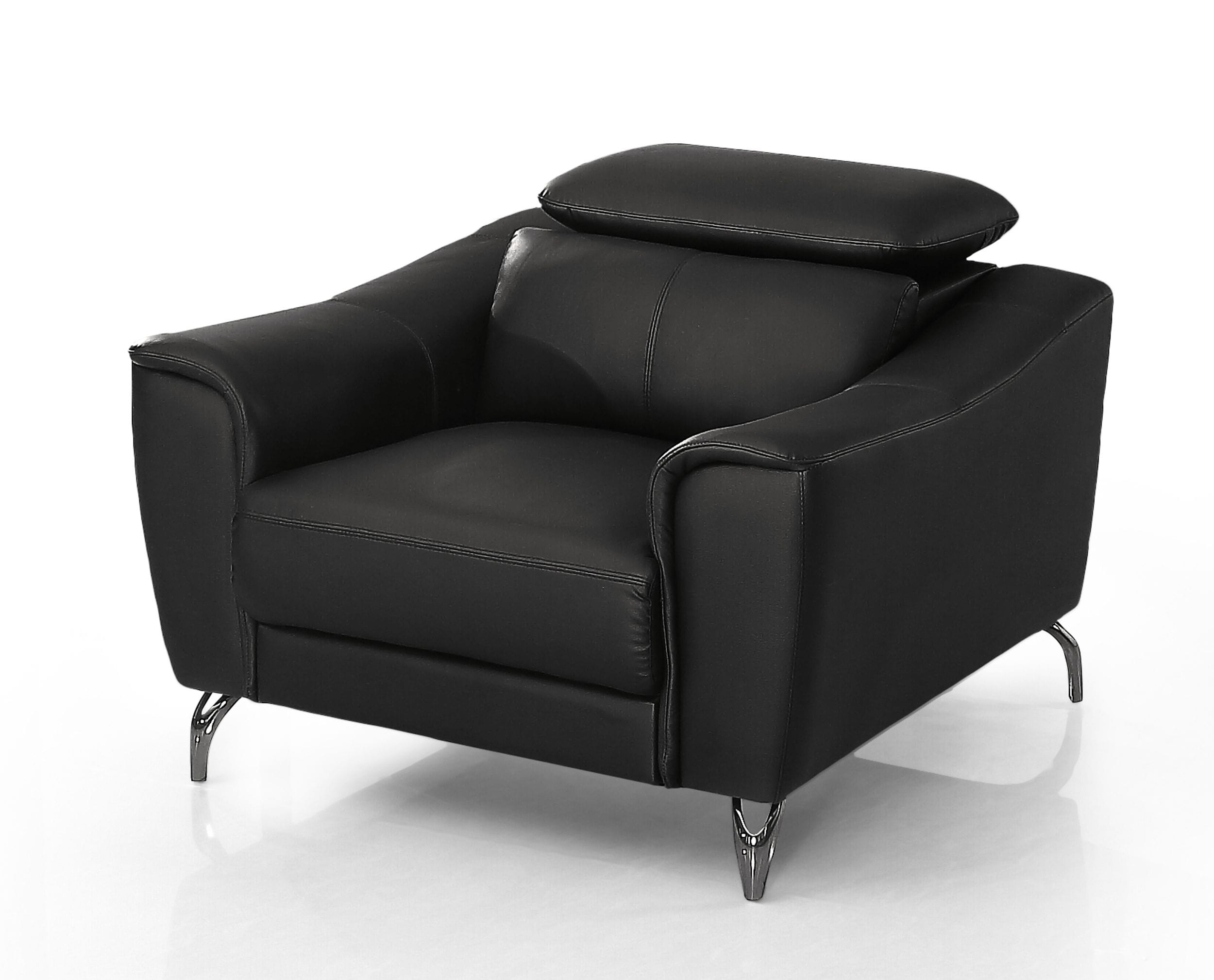 Divani Casa Danis Modern Black Leather Chair Model VGBNS-1803-BLK-CH