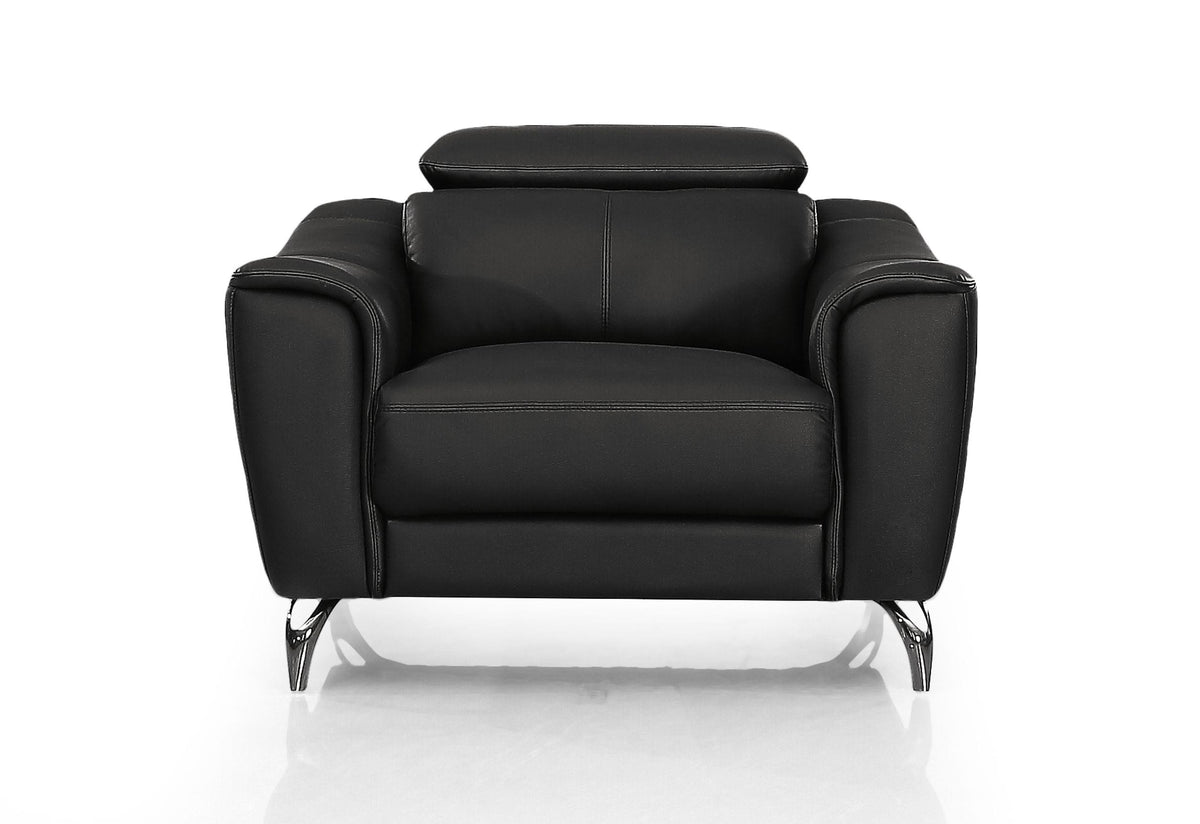Divani Casa Danis Modern Black Leather Chair Model VGBNS-1803-BLK-CH