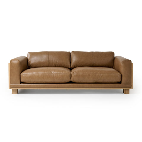 Divani Casa Danson Modern Tan Leather & Wicker Sofa Model VGKK-KF.8036-SOFA-SAND