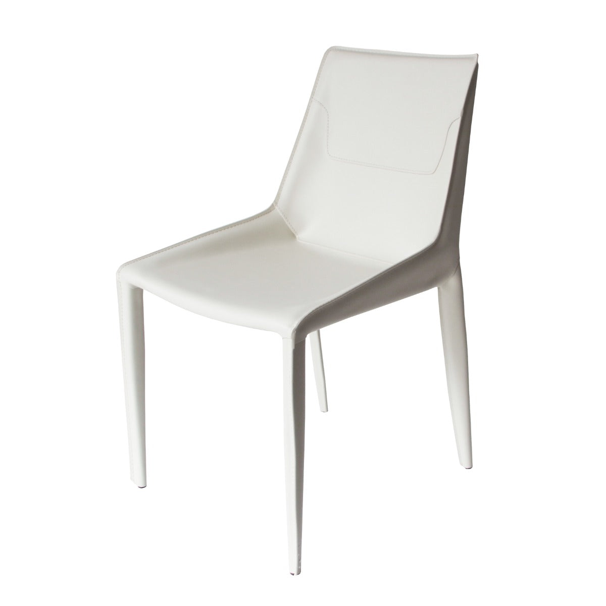 Modrest Halo Modern Ivory Saddle Leather Dining Chair Set of 2