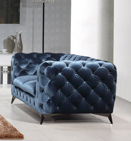 Divani Casa Delilah Modern Blue Fabric Loveseat Model VGCA1546-BLU-LOVE