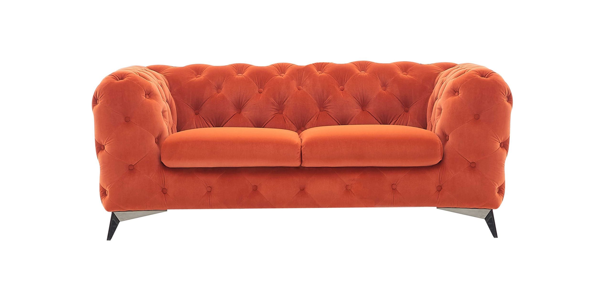 Divani Casa Delilah Modern Orange Fabric Loveseat Model VGCA1546-ORG-A-L