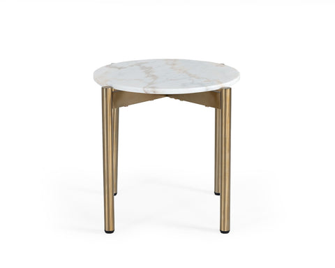 Modrest Denzel White Marble & Gold End Table Model VGGMM-ET-1581-WHT-ET