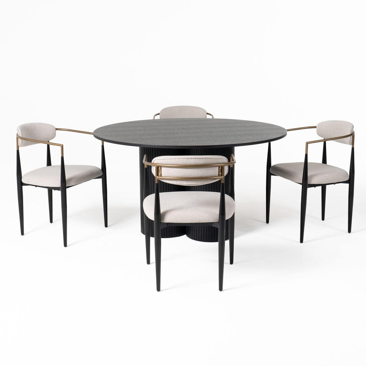 Modrest Depew Mid Century Modern Black Oak Round Dining Table Model VGDWJ3646-1-BLK