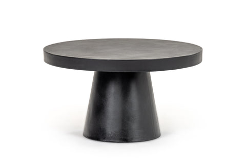 Modrest Desoto Modern Black Concrete Round Coffee Table Model VGGR-696070-BLK