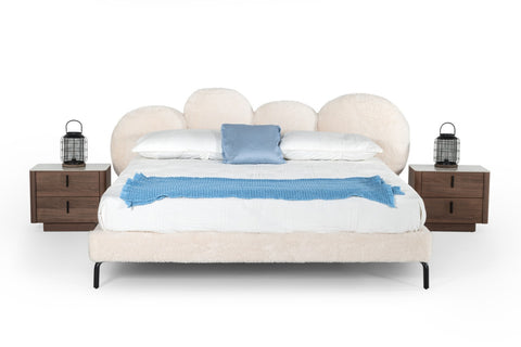 Modrest Destiny Contemporary White Sherpa Bubble Bed Model VGODZW-20104-WHT-BED