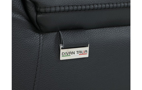 9762 DivanItalia Black Top Grain Italian Leather Power Reclining Sofa with Dual ReclinersModel:  9762-BLACK-3.2-S-HT