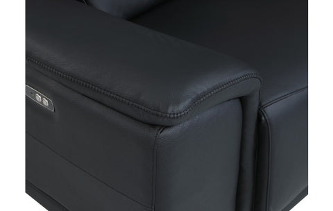 9762 DivanItalia Black Top Grain Italian Leather Power Reclining Sofa with Dual ReclinersModel:  9762-BLACK-3.2-S-HT