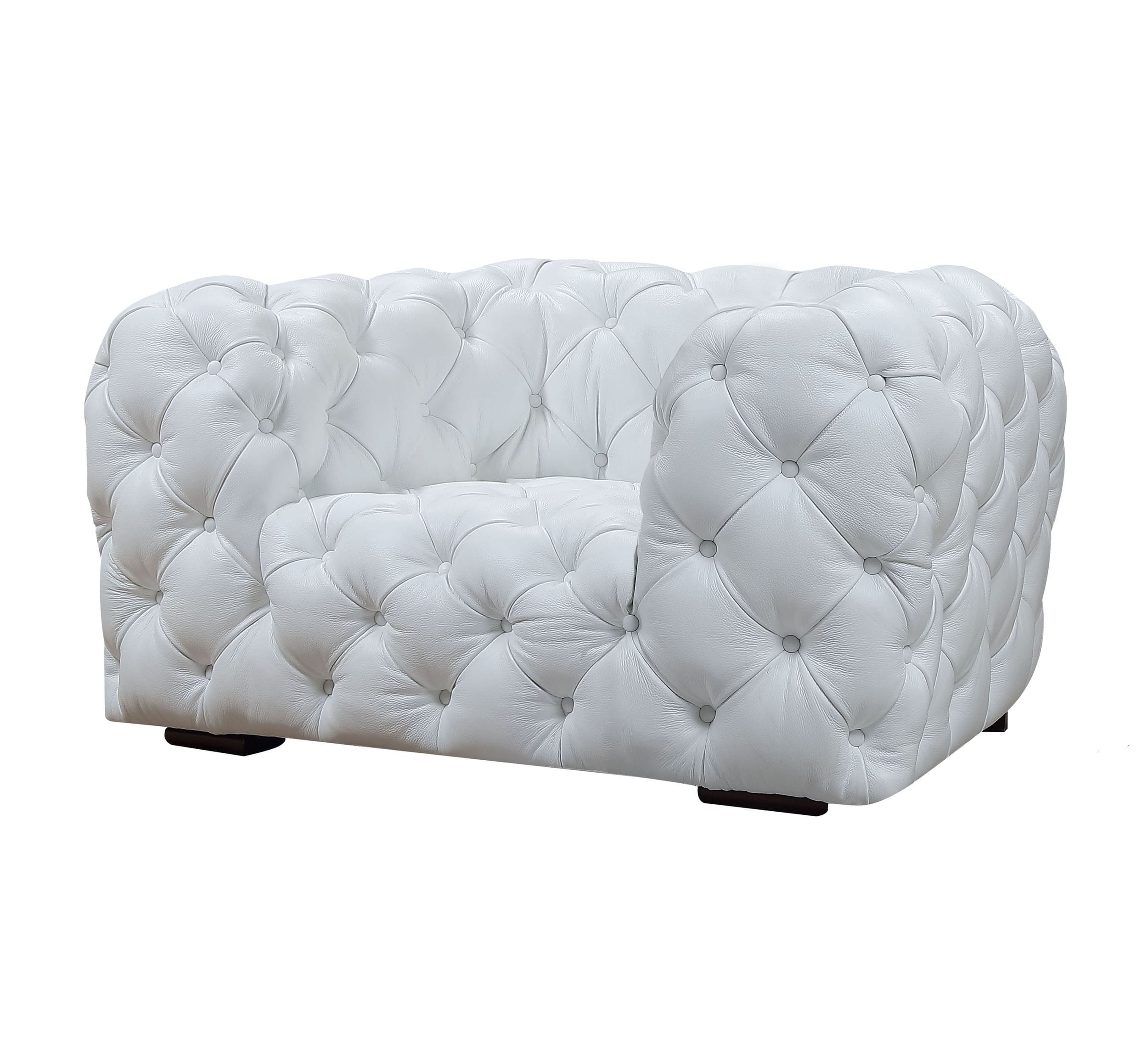 Divani Casa Dexter Transitional White Full Italian Leather Lounge Chair Model VGCA114-WHT-CH