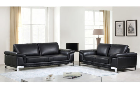 411 DivanItalia Black Chair – Top Grain Italian LeatherModel:  411-BLACK-2PC