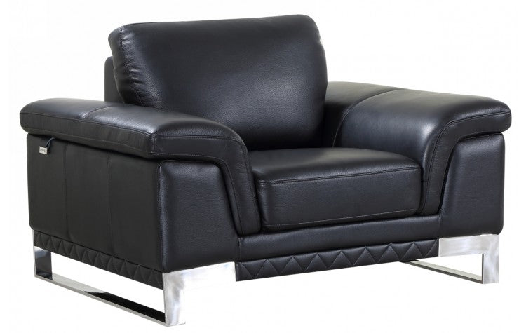 411 DivanItalia Black Loveseat – Top Grain Italian LeatherModel:  411-BLACK-CH