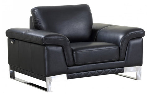 411 DivanItalia Black Loveseat – Top Grain Italian LeatherModel:  411-BLACK-CH
