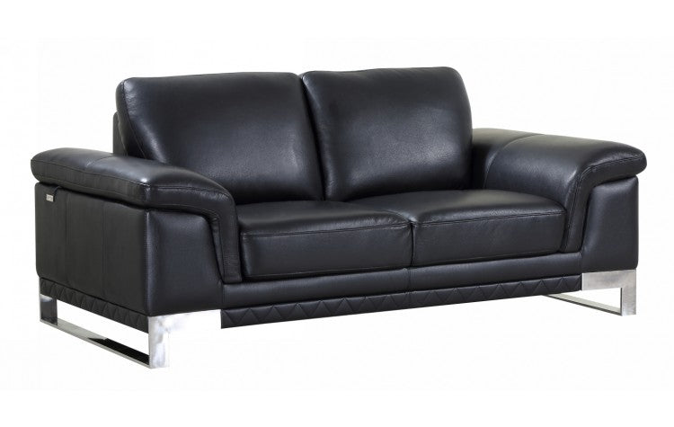 411 DivanItalia Black Sofa – Top Grain Italian LeatherModel:  411-BLACK-L