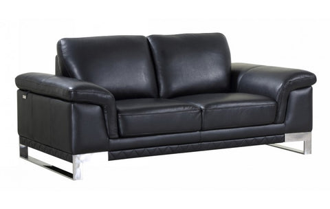 411 DivanItalia Black Sofa – Top Grain Italian LeatherModel:  411-BLACK-L