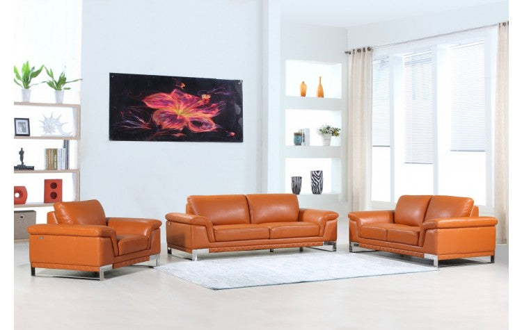 411 DivanItalia Camel Sofa Set – Top Grain Italian LeatherModel:  411-CAMEL