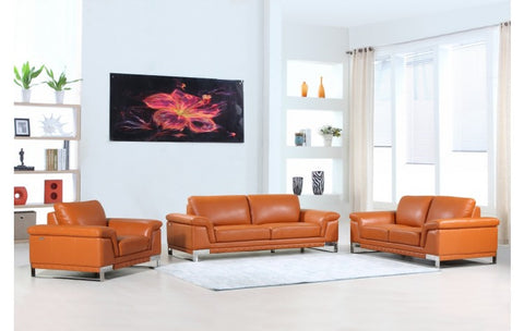 411 DivanItalia Camel Sofa Set – Top Grain Italian LeatherModel:  411-CAMEL