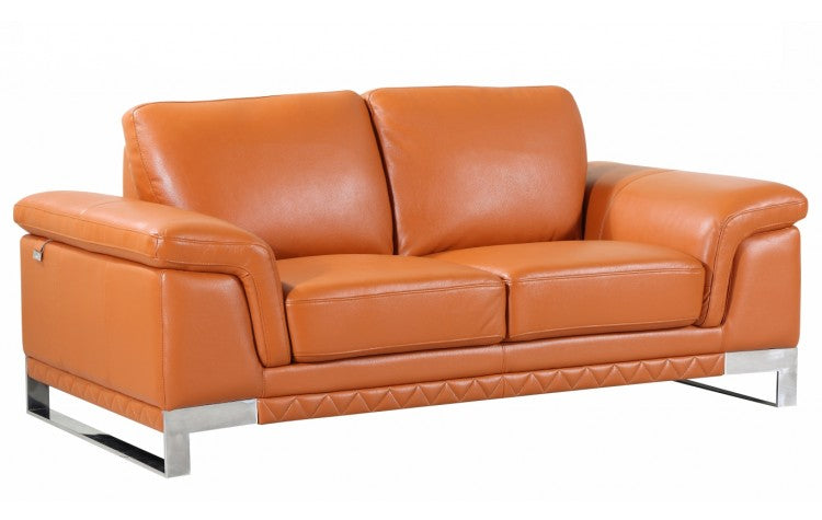 411 DivanItalia Camel Loveseat – Top Grain Italian LeatherModel:  411-CAMEL-L