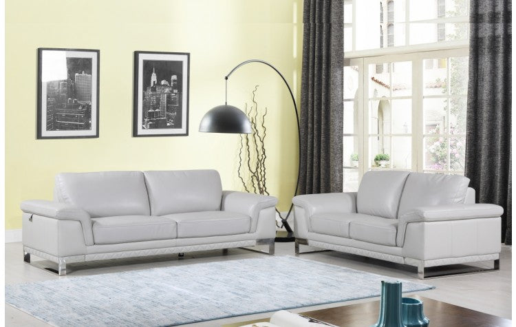 411 DivanItalia Light Gray Chair – Top Grain Italian LeatherModel:  411-LIGHT-GRAY-2PC