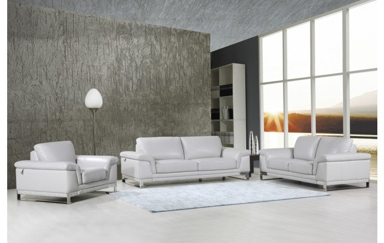 411 DivanItalia Light Gray Sofa Set – Top Grain Italian LeatherModel:  411-LIGHT-GRAY