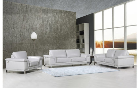 411 DivanItalia Light Gray Sofa Set – Top Grain Italian LeatherModel:  411-LIGHT-GRAY