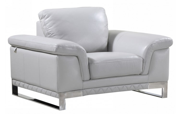 411 DivanItalia Light Gray Loveseat – Top Grain Italian LeatherModel:  411-LIGHT_GRAY-CH