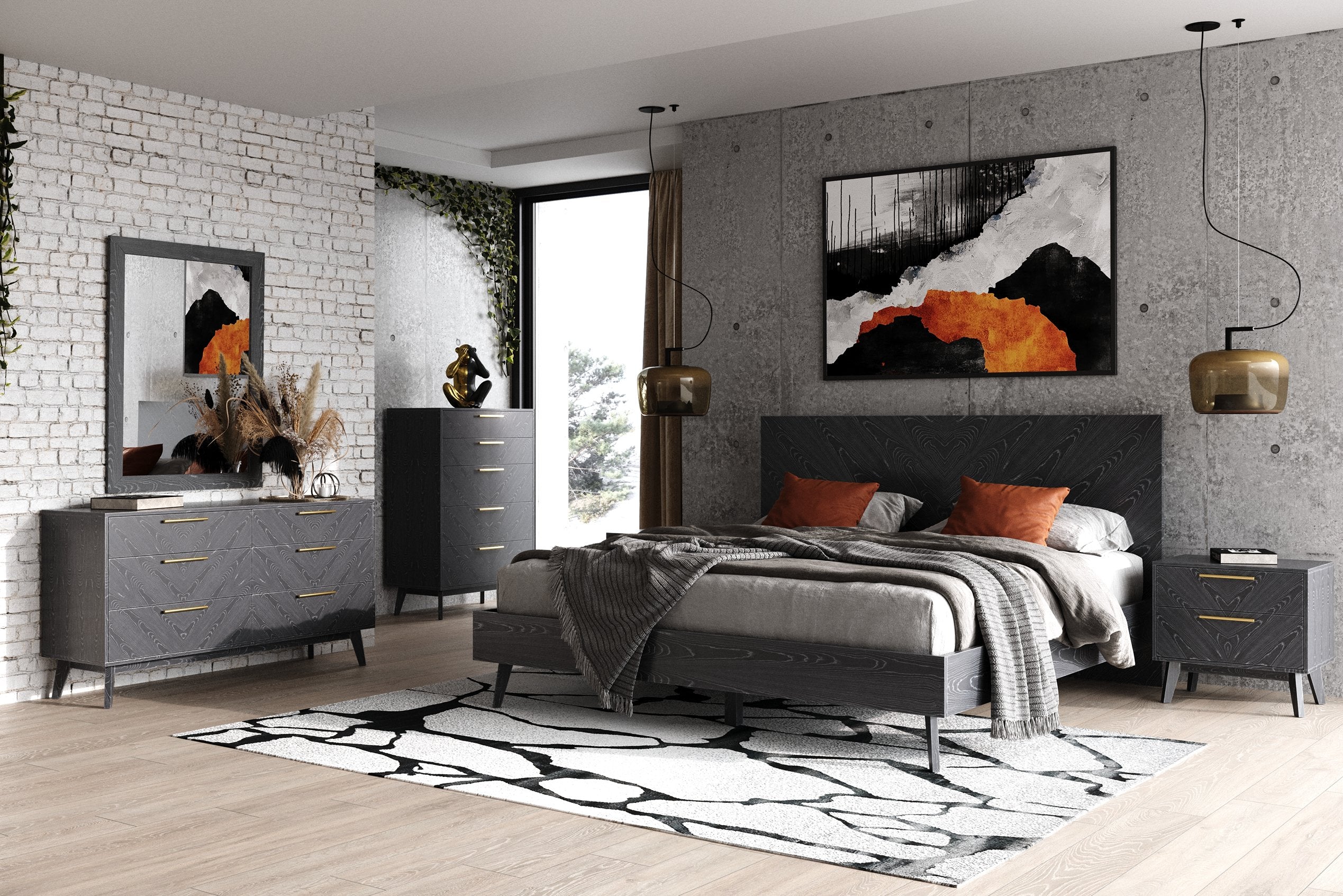 Modrest Diana Queen Modern Grey Ash Bedroom Set Model VGMABR-132-SET-Q