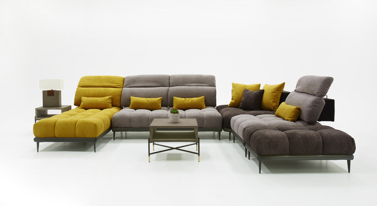 David Ferrari Display Italian Modern Grey & Yellow Fabric Modular Sectional Sofa Model VGFTDISPLAY