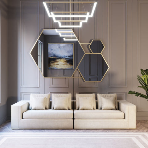 Divani Casa Mobray Glam Beige And Gold Fabric Sofa  Model VGUIMY524