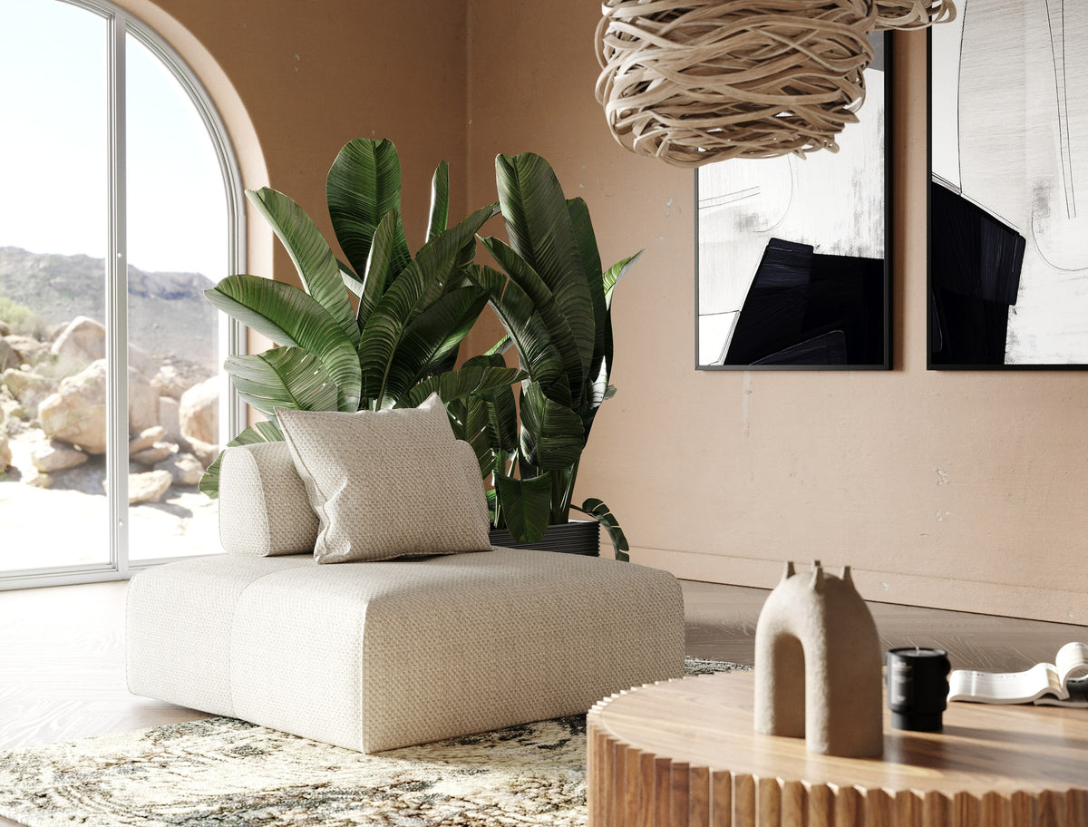 Divani Casa Mondo Modern 2 Seat Modular Beige Fabric Sectional Model VGOD-ZW-22033-BGE-2PC