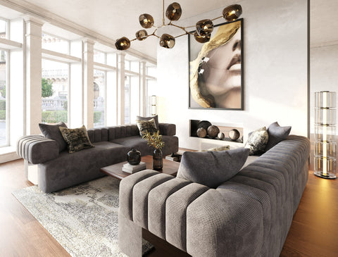 Divani Casa Moreno Modern Grey Fabric 4 Seater Sofa Model VGAH-SF2034-GRY