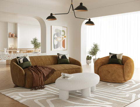 Divani Casa Norris Modern Mustard Fabric Sofa Model VGKK-KF.2823-SOFA-MUS