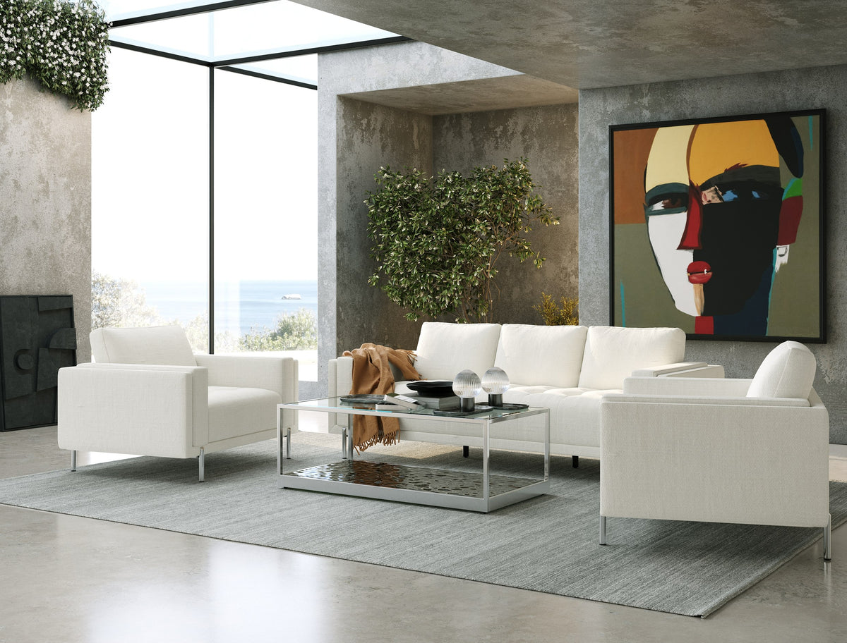 Divani Casa Schmidt Modern Off White Fabric Sofa & 2 Chairs Model VGKK-KF.7020-SET-OFWHT