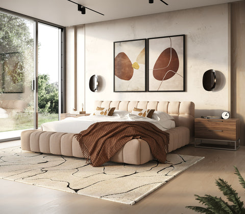 Divani Casa Tyree Modern Tufted Sand Fabric Bed Model VGOD-DY-22116-SAND