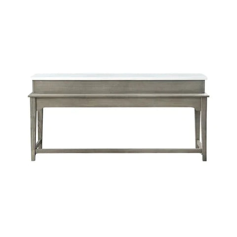 Wandella Beige Fabric, Marble & Rustic Oak Finish Dining Table Model DN00089 By ACME Furniture
