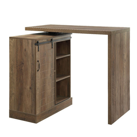 ACME Quillon Rustic Oak Finish Quillon Bar Table Model DN00153