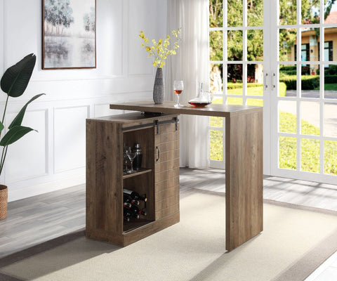 ACME Quillon Rustic Oak Finish Quillon Bar Table Model DN00153