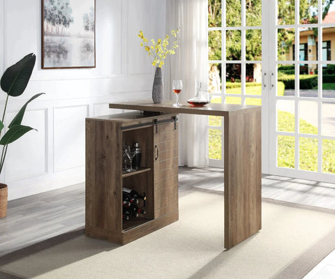 Quillon Rustic Oak Finish Bar Table Model DN00153 By ACME Furniture